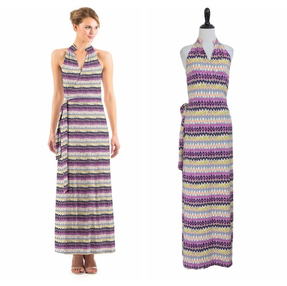 Ellie Kai Multicolor Maxi True Wrap Kelsey Dress - Size 6 Womens